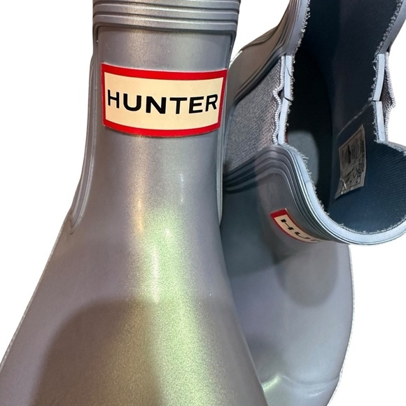 Hunter Nebula Blue Iridescent Wellington Original Chelsea Boot W5/Kids 3 - Picture 9 of 12